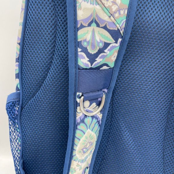 Pottery Barn Teen Blue and Purple Paisley Floral School Backpack Multi-Pocket - Picture 7 of 11